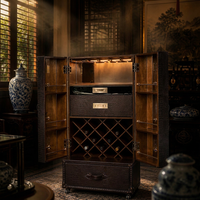 Ameublement complet sur mesure et armoire à vin mobile en cuir véritable sur mesure
