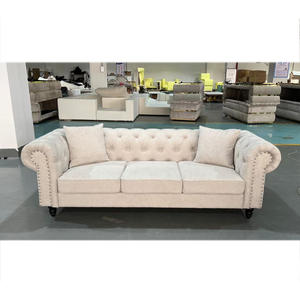 Ensemble de canapés capitonnés de style <span class=keywords><strong>campagnard</strong></span> classique populaire, meubles de salon, canapés de détente pour appartement et villa avec structure en bois massif - Product Image 6