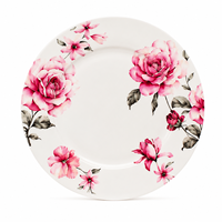 Fabricant de céramique depuis 40 ans, service de table en porcelaine fine 16 pièces, motif floral rose, décalcomanie florale, OEM, ensemble de vaisselle de luxe