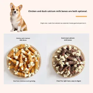Friandises pour chiens : Biscuits à la viande de poulet et de canard, enrichis en calcium, pour le nettoyage des dents, sans additifs, pour chiens de type Teddy - Product Image 1