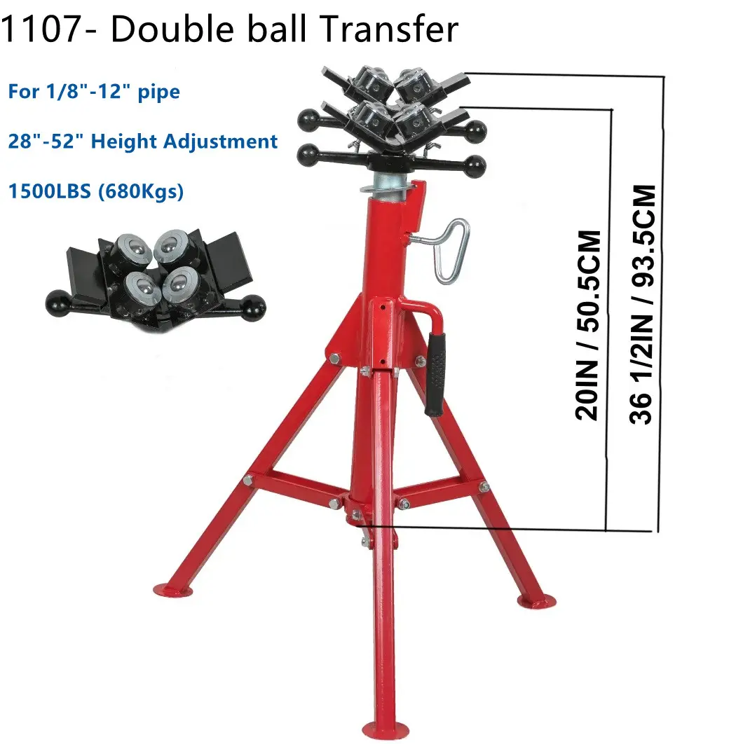 Roller Head 12" Capacity 2/4-Ball Transfer Head Pipe Stand Fold-a-Jack V-Head 