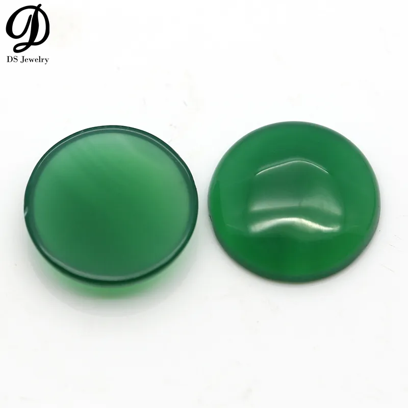 Ds pedra preciosa solta 15mm folgada cabochão natural verde agate para fabricação de jóias