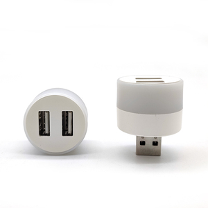 Hot Sell Mini White Warm White Plug-in 2 USB <strong>Interface</strong> 5V LED Portable Mini LED Bulb Night Light - Product Image 1