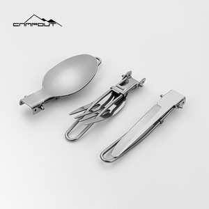 Juego de Cubiertos Plegables de Acero Inoxidable Campout, 3 Piezas, Utensilios Portátiles para Camping, Plateados, Plegables, para Exteriores - Product Image 5