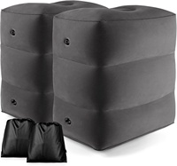 Coussin de voyage gonflable à 3 compartiments, repose-pieds en PVC floqué avec sac de rangement, pliable et portable pour avion, voiture, camping