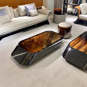 Bàn cà phê đá sang trọng mới thiết kế ban đầu nghệ thuật sáng tạo cao cảm giác tự nhiên bằng đá cẩm thạch hình chữ nhật Bàn cà phê - Product Image 4