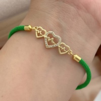 Bracelet en corde tressée RY Fashion plaqué cuivre or 18 carats en forme de cœur avec longueur réglable pour usage quotidien