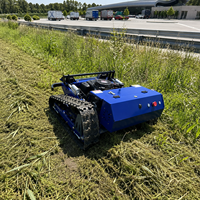 Tondeuse à chenilles télécommandée 200m avec coupe de 550mm, moteur essence 224cc et réglage de hauteur à distance pour broussailles et herbe haute agricoles