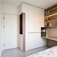 Armoire de chambre d'enfant blanche avec bureau intégré, combinaison de rangement spacieux pour la maison, mobilier de chambre d'enfant