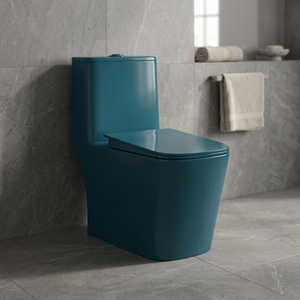 WC monobloc en céramique pour le marché chinois, à siphon en S, avec abattant à fermeture lente, à poser au sol - Product Image 1