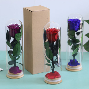 Roses éternelles en gros, Saint-Valentin, couvercle en verre, base en bambou, petit prince, ornement, <span class=keywords><strong>rose</strong></span> éternelle unique - Product Image 2
