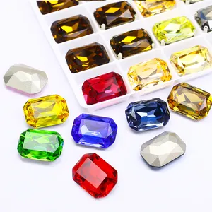 Personalizado de alta calidad Dongzhou K9 Octágono forma de cuentas de diamantes de imitación mezcla de cuentas de cristal al por mayor para la fabricación de joyas de diamantes de imitación