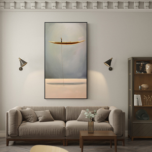 Nouveau Style Chinois Doré Naturel pour <span class=keywords><strong>Bateau</strong></span> Paysage Art Créatif Photos Nostalgiques toile mur photos bateaux de <span class=keywords><strong>peinture</strong></span> à l'huile - Product Image 5