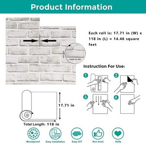 Backsplash Stick and Peel en relieve <span class=keywords><strong>papel</strong></span> tapiz de <span class=keywords><strong>ladrillo</strong></span> <span class=keywords><strong>blanco</strong></span> paneles de pared de <span class=keywords><strong>ladrillo</strong></span> <span class=keywords><strong>papel</strong></span> tapiz de <span class=keywords><strong>vinilo</strong></span> para decoración del hogar - Product Image 5