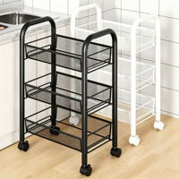 Chariot utilitaire roulant à 4 niveaux en acier inoxydable avec crochets latéraux, support compact pour conteneurs alimentaires, pour cuisine, salon, armoire