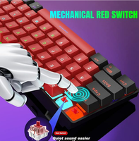 Mini Teclado Mecánico para Juegos con Cable, 60%, con 61 Teclas Cherry MX Rojas, Compatible con PC y Windows XP, Win 7, Win 10