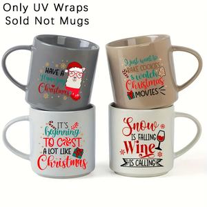 Feliz Navidad 16oz Frascos de vidrio UV para DTF Cup Wraps Impermeable Resistente a los arañazos Calcomanías festivas Papel de transferencia autoadhesivo - Product Image 6