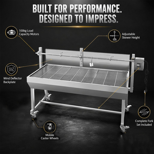 HDL4C <span class=keywords><strong>Griglia</strong></span> Barbecue Commerciale a Carbone <span class=keywords><strong>in</strong></span> <span class=keywords><strong>Acciaio</strong></span> Inox con Controllo Touch e Girarrosto <span class=keywords><strong>per</strong></span> Uso Esterno - Product Image 3