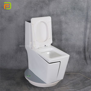 Style moderne facile à nettoyer design de la ligne noire blanche évier mural toilette en céramique ensemble de toilette salle de bain - Product Image 5