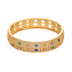 Geometric Enamel <b>Bangle</b> Gold And <b>Silver</b> Zinc Alloy Micro Insert Women's Jewelry Gift Fashion <b>Bracelet</b> - Product Image 5