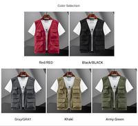 Gilet cargo multi-poches personnalisé avec logo, imperméable et coupe-vent, pour homme, idéal pour l'hiver, la pêche, le travail, le safari, les voyages et la photographie.