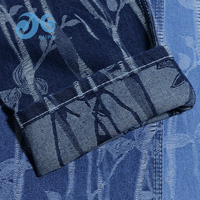 En stock, vente en gros d'usine, tissu denim jacquard écologique antibactérien pour garçons et filles, pour des manteaux en denim streetwear à motifs personnalisés