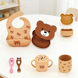 Vaisselle pour enfants sans BPA, bol en silicone avec ventouse, assiette pour sevrage, ensemble d'alimentation pour bébé, ensemble d'alimentation en silicone - Product Image 5