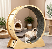 Structure d'escalade moderne pour chat en bambou avec roue de course cylindrique silencieuse pour chats