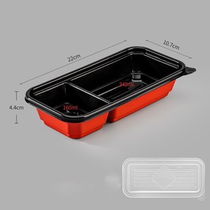 BPA Free Recyclable Microwavable Eco-friendly Biodegradable 4-Compartment Red White PP Food Storage Take Out Box with Lids - Product Image 2