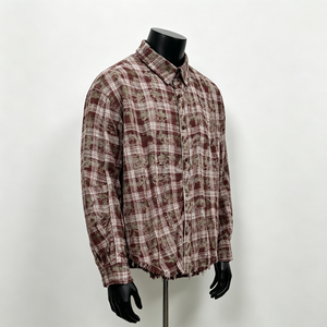 Camisa de Franela Personalizada Estilo Americano Vintage de <span class=keywords><strong>Manga</strong></span> <span class=keywords><strong>Larga</strong></span> con Pedrería y Perlas, Camisa de Franela Holgada para <span class=keywords><strong>Hombre</strong></span> - Product Image 5