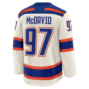 Vente en gros de maillots de hockey sur glace Edmonton Oilers brodés # 97 Connor <span class=keywords><strong>McDavid</strong></span> # 29 Leon Draisaitl # 14 Mattias Ekholm Uniforme de hockey - Product Image 4