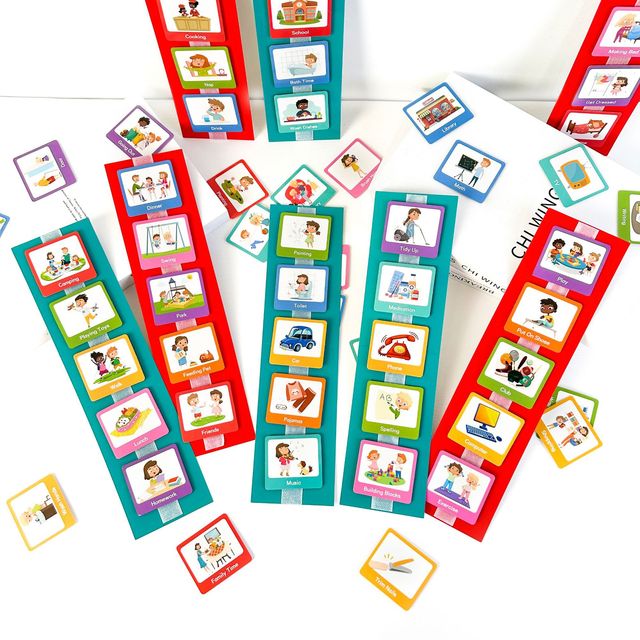 Cross-Border Children's Visual Time Chart Non-Verbal Communication Paper Cards for Daily Schedule Planning Education Tool
