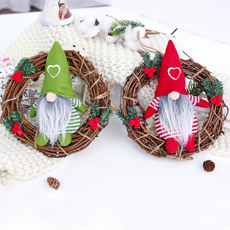 Новый праздник 3D украшение висит гном мини Рождественский венок для двери