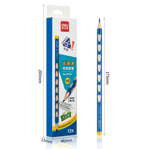 Deli Hole Pencil 58182 HB Blue Wooden Triangular For Kids School Writing - Product Image 4