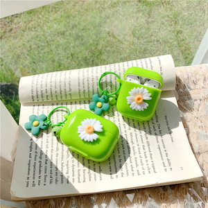 Verde Color caramelo duro Eva crisantemo auricular caso de carga para los Airpods con llavero - Product Image 3