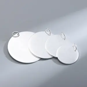 925 Sterling Zilveren Ronde Diy Graveerbare Hanger Coin Stempelen Blanks Disc Tags Plaat Hanger Voor Ketting