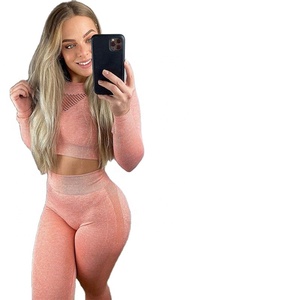 Ropa Deportiva para Mujer, Año Nuevo 2021, Cintura Alta, Manga Larga, Secado Rápido, Antibacteriana, Sin Costuras, Sujetador Deportivo para Yoga - Product Image 3