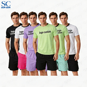 Custom Quick Drying Summer <strong>Men</strong> Sports Friendly Running <strong>Set</strong> Short Sleeve t <strong>Shirts</strong> Shorts 2 Pieces Running Fitness Breathable <strong>Sets</strong> - Product Image 3