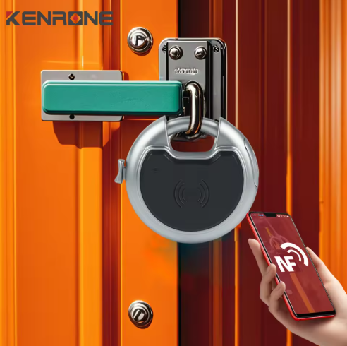 KENRONE Customisable Security Passive Battery Free APP Smart Unlock NFC Smart Padlock for Gym Cabinet Self Storage Warehouse