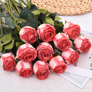 Roses artificielles à tige unique, roses, en polyester, décoration d'intérieur, accessoires de mariage, Saint-Valentin - Product Image 1