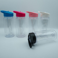 10 Oz Dubbele Muur Plastic Kids Waterfles Dubbele Muur Plastic Kids 10 Oz Tumbler Plastic Tuimelaars Met Riem Flip Top Deksel