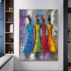 Venta caliente moderno grande colorido cuatro mujeres <span class=keywords><strong>silueta</strong></span> pintura al óleo Retrato pintado a mano con marco para decoración del hogar - Product Image 3