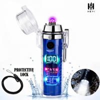 Briquet Plasma Transparent à Double Arc, Coupe-Vent, Affichage Numérique de Puissance, Lampe Torche LED Rechargeable pour Camping en Plein Air, Survie, OEM
