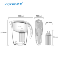 Soglen 2.5L eau carbone filtre à eau potable pichet cruche ménage filtre à eau potable enlever le chlore filtre pichet cruche