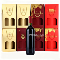 Boîte cadeau de luxe personnalisée pour bouteille de vin avec poignée, emballage en carton kraft, logo, vente en gros, directement de l'usine