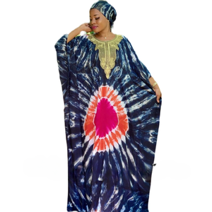 Nouveau Design Multi-Size Boho Tie Dye Floral Rayon Beach Kaftan Dress avec Manches String Caractéristique Adultes - Product Image 1