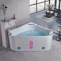 Bañera de Hidromasaje Moderna de Acrílico Negro, Independiente, con Jets de Masaje, Desagüe y Grifo