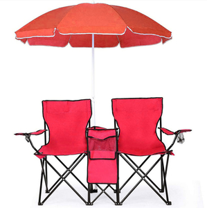 Wholesale <strong>Foldable</strong> Double Seat Camping <strong>Table</strong> <strong>Chair</strong> Portable Beach <strong>Chair</strong> with Sunshade - Product Image 3