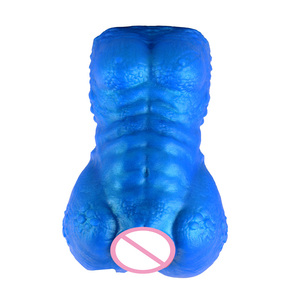 Masturbador Masculino de Silicona con Diseño de Doble Canal, Estilo Fantasía Depredador Escala Azul, Producto de Placer Masculino para Mayores de 18 Años - Product Image 2