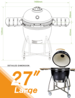 Parrilla Argentina Personalizada Auplex, Parrilla Kamado de Cerámica Big Joe de 27 Pulgadas, Parrilla de Carbón para Ahumar, Barbacoa para Exteriores Beefmaster Garden